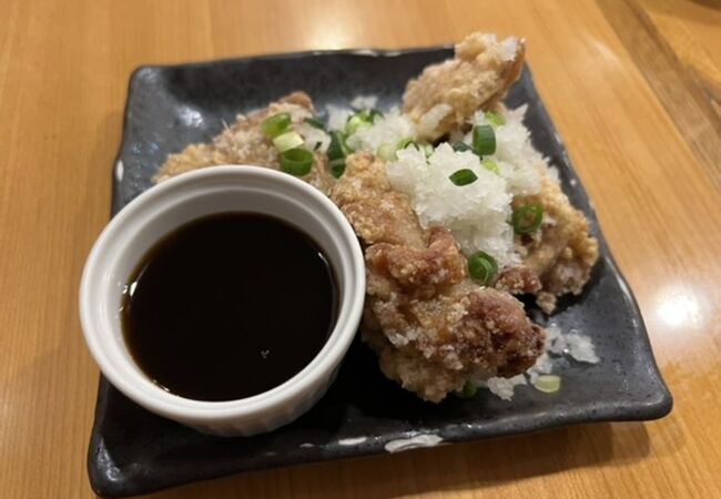 鬼おろし鶏唐揚げと鯖の文化干しを豪快生で！