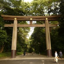 明治神宮の参道の入口にある大鳥居です。(現在、工事中です。)