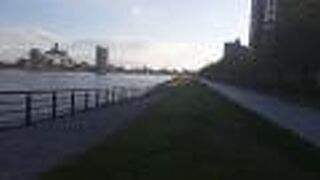 萬代橋の西側に位置する信濃川沿いの緑地