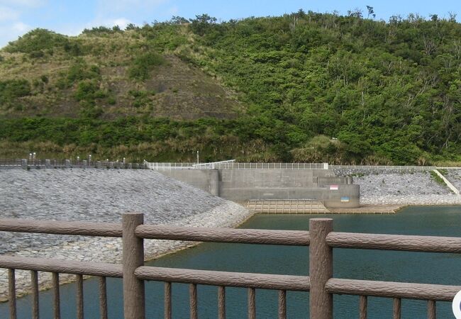 大きなロックフィル式のダム