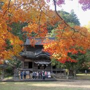 秋の紅葉が美しい神社