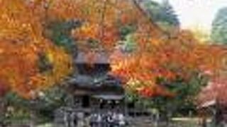 秋の紅葉が美しい神社