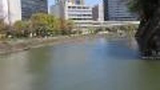 オフィス街を背景に水面が煌めきます