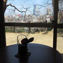 ...仙台市街地が見える窓側席。