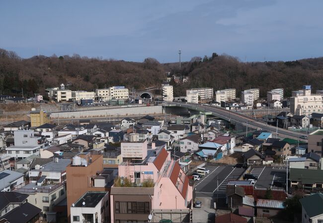 観音山公園から湯本の街並みが望めます