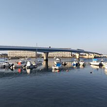 平潟湾を渡り対岸野島運河に並行するシーサイド