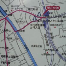 ＪＲ目黒駅の近くの案内地図です。権之助坂が紹介されています。