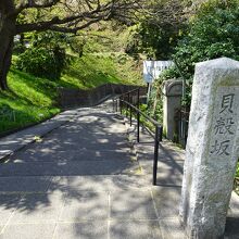 外国人墓地の横に出ます