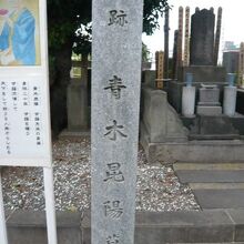 青木昆陽墓との文字が鮮やかな標識柱です。史跡となっています。