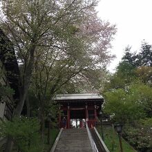 お寺の山門を左側へ