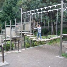 不動公園のジャングルつり橋です。子供たちの人気の的です。