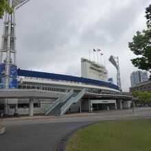 公園内に、ベイスターズ本拠地の横浜スタジアムがあります。