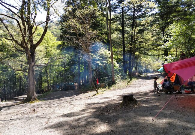 清流と木々に囲まれたキャンプ場