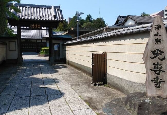 境内の木々と本堂が調和した寺院