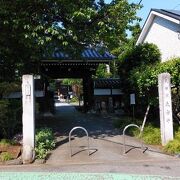 本堂の前にある２本の木が印象的な寺院