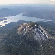 空からみた雄阿寒岳