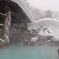 冬は白濁の硫黄泉で雪見風呂