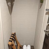 スリッパ、ハンガー４つ、消臭剤、網の椅子