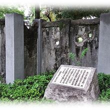 園内の名古屋空襲戦争遺構、コンクリート壁に幾つもの貫通痕