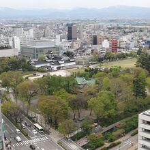 展望塔から見た富山城址公園。