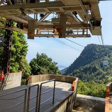 上側は途中支柱無しで谷を跨ぐ往復式で反対側の絶景を味わえる