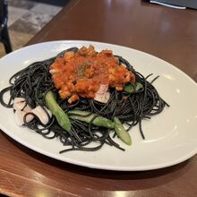 産直アスパラガスとヤリイカの魚介出汁ペペロンチーノ