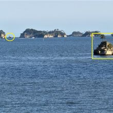 千貫島（黄色い四角内）や、仁王島（黄色い円内）まで見えました