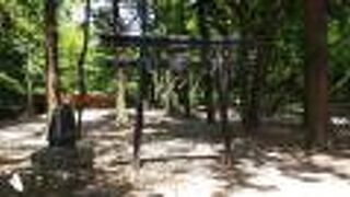 砥川の中州に鎮座する神社