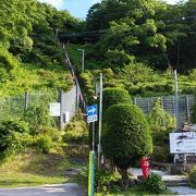 山の斜面に鎮座する小さな神社