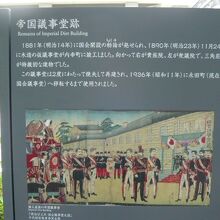 帝国議会跡の標識です。バス停留所の横に立てられています。