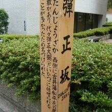 虎屋の北の弾正坂の標識です。旧大山街道側に立てられています。