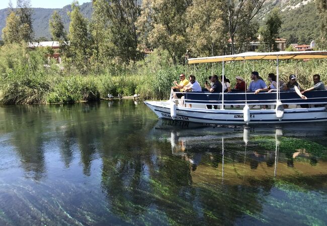 ボートツアーで訪れるのが定番