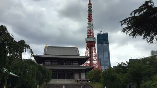 本堂の後ろには東京タワーも。