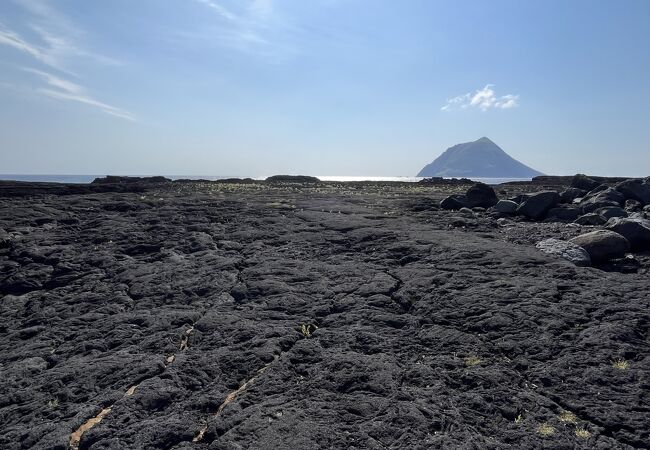 海岸一面に広がる溶岩台地