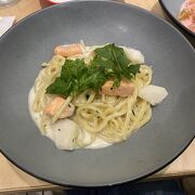 地元の食材使ったパスタ