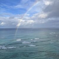 朝方、虹が見えました