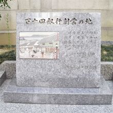 百十四銀行創業の地碑が建つ