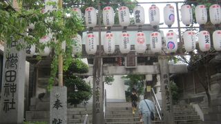 追い山笠同日の櫛田神社の様子