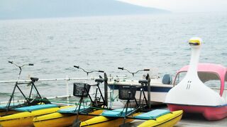 支笏湖観光船乗り場は山線鉄橋のそばです