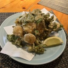 明日葉と海老の天ぷら