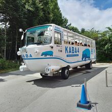 水陸両用車の山中湖のKABAバス