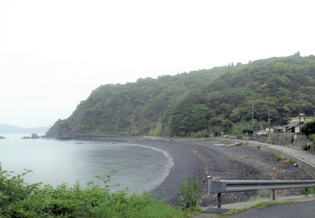 蛇紋岩の黒い石が打ち寄せられていました。