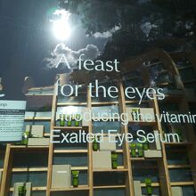 大きなガラス張りの窓から店内の商品が～