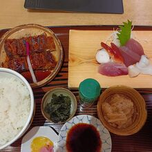 鰻とお刺身定食