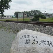 鉄路の一部と駅名板があるのみ