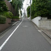 青山の新坂を、下側(南から)見ている写真です。長く、緩やかな