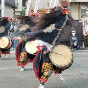 北上駅前すぐの通りで繰り広げられる北上の各種伝統芸能