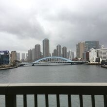佃の高層ビルと永代橋