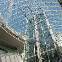 天井にも大きな窓、ガラスを多用した空港内は明るさがあります