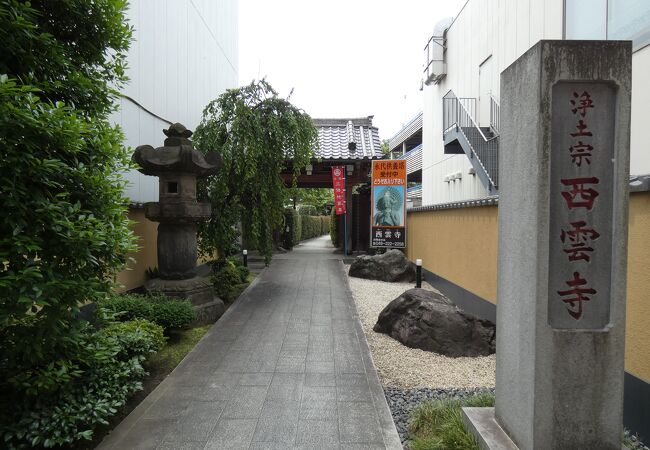 クレアモール沿い丸広百貨店前に建つ浄土宗寺院